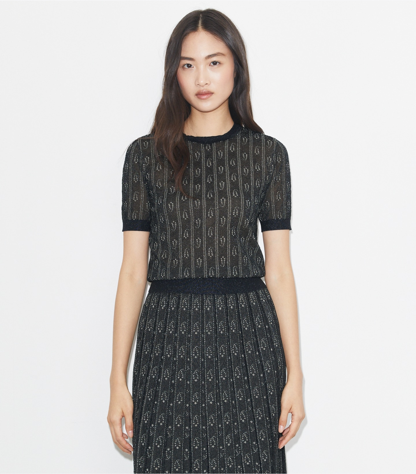 Jacquard Crewneck Top