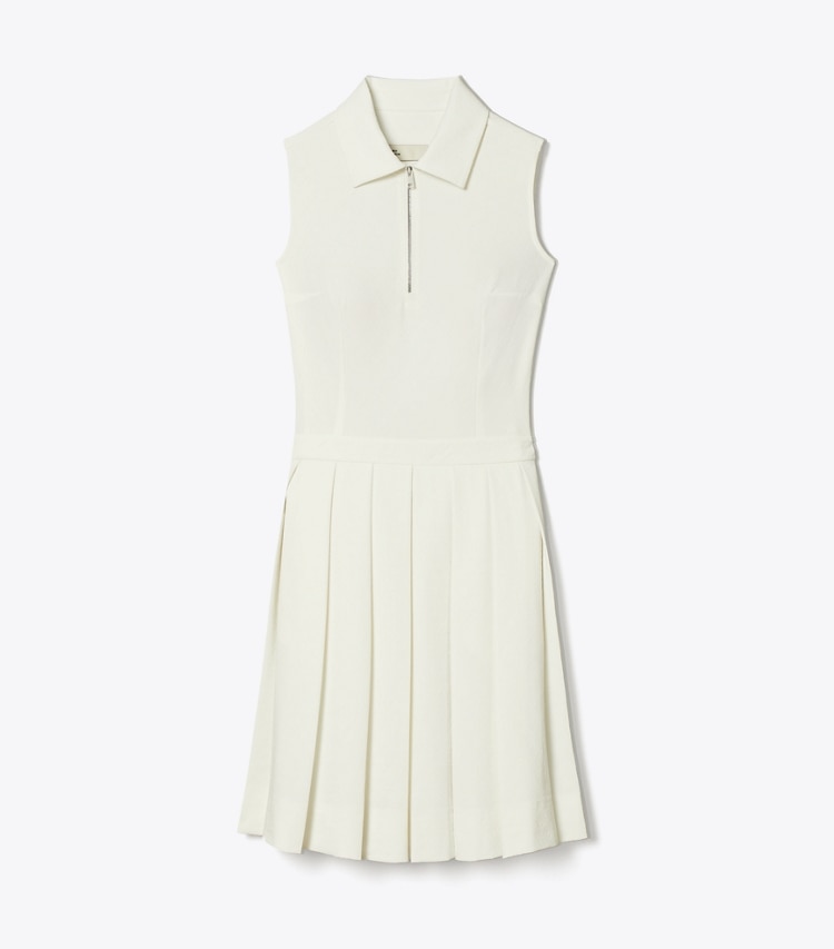 Tory Sport designer kleider Jacquard-Golfkleid mit T-Monogramm und Falten in White T Monogram Mini Sport front