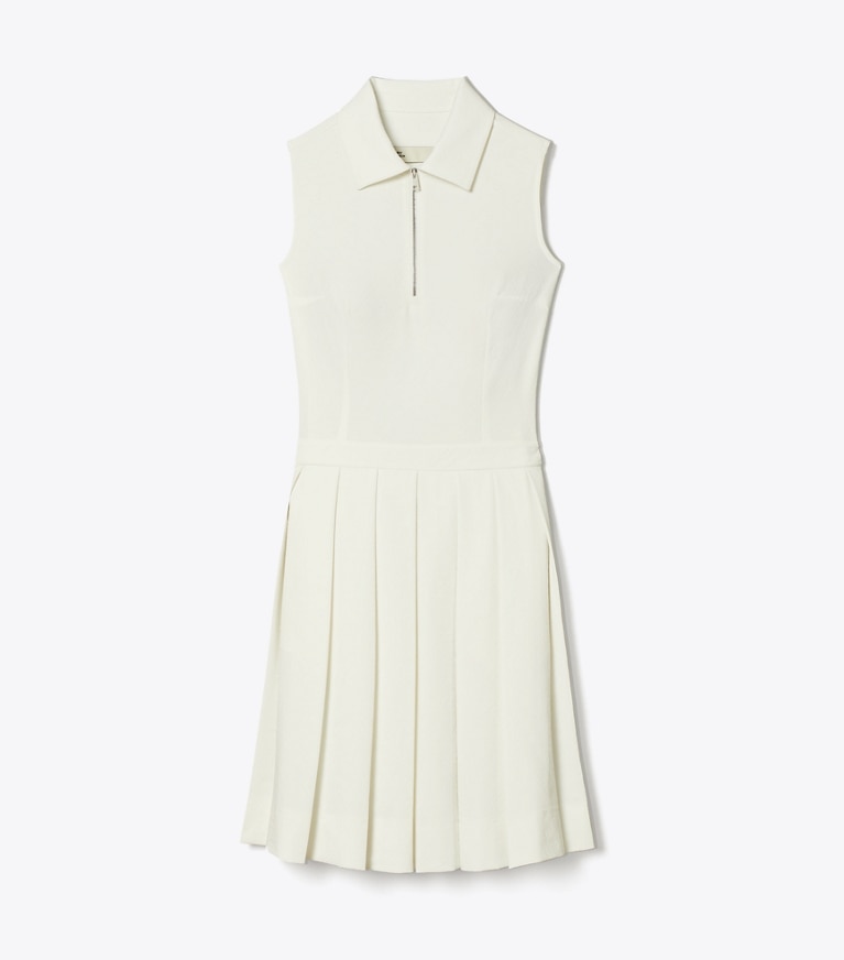 Tory Sport designer kleider Jacquard-Golfkleid mit T-Monogramm und Falten in White T Monogram Mini Sport front