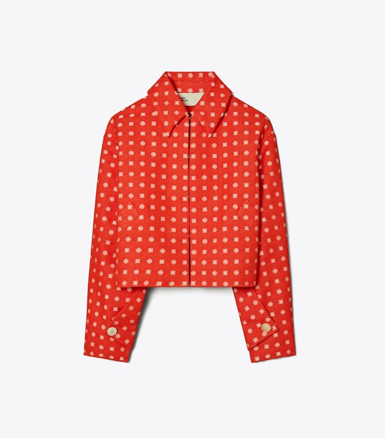 Tory Burch designer jackets Jacquard Jacket in Pepperoncini Nothing Ditsy front