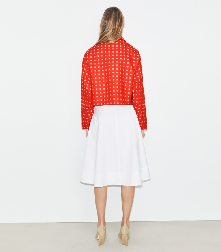 Tory Burch designer jackets Jacquard Jacket in Pepperoncini Nothing Ditsy front