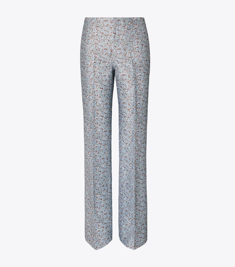 Tory Burch designer bottoms Jacquard Pant in Blue Floral front