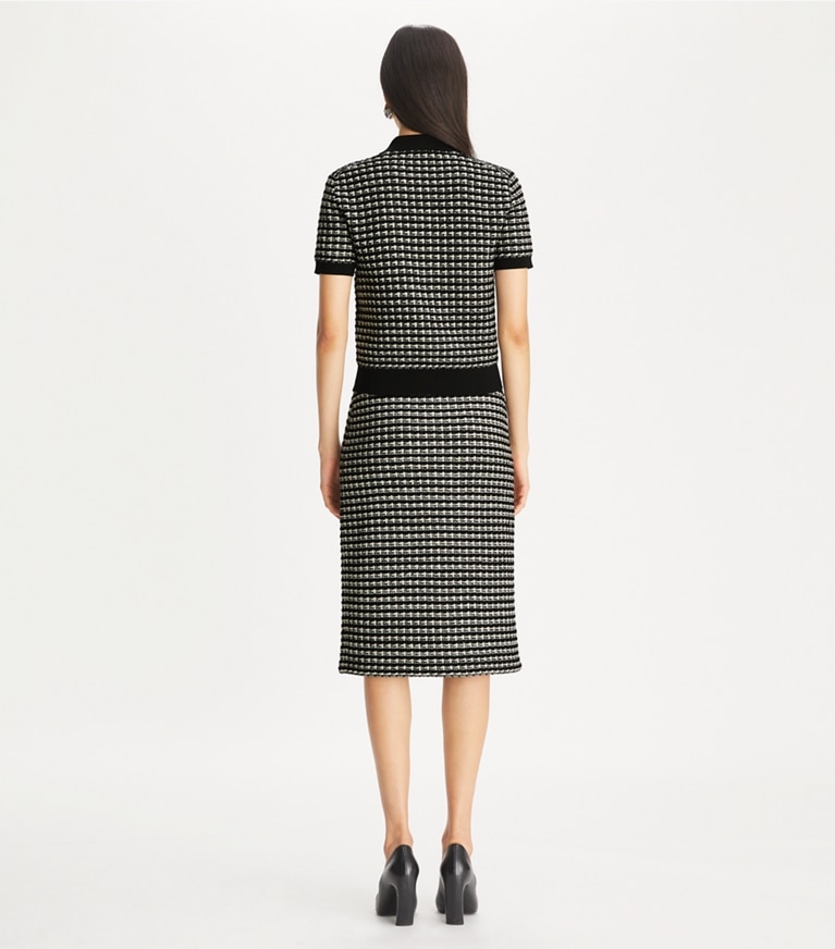 Tory Burch designer sweaters Jacquard Polo in Black / Green front