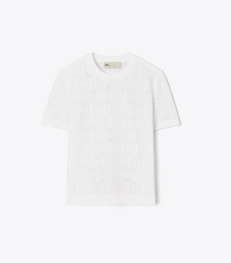 Tory Burch designer jacken Jacquard-Pullover mit T-Monogramm in White front