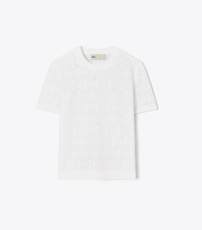 Tory Burch designer jacken Jacquard-Pullover mit T-Monogramm in White front