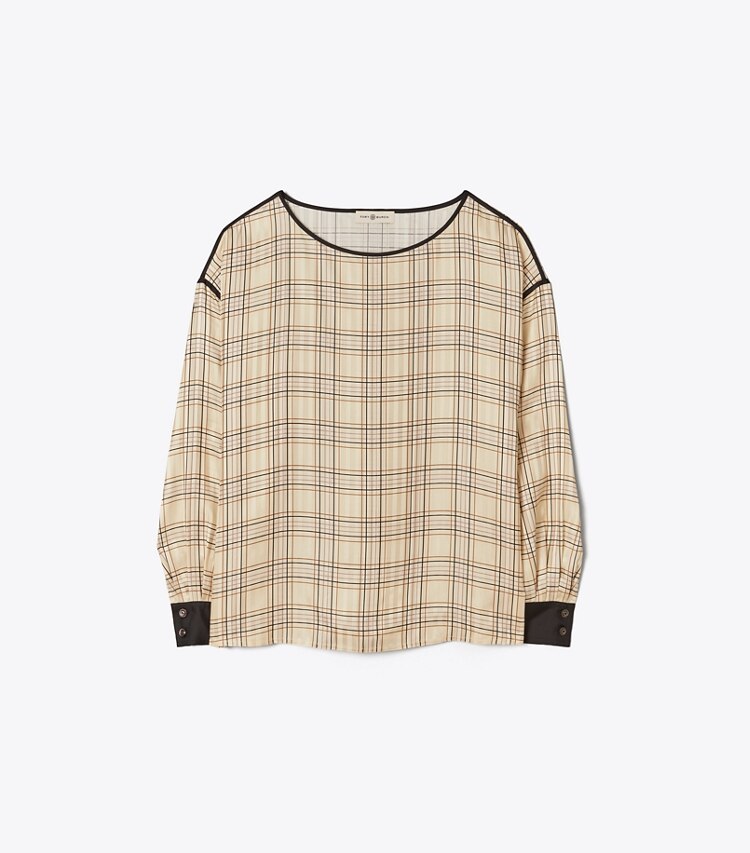Tory Burch designer tops Jacquard Robinson Top in PLAID front