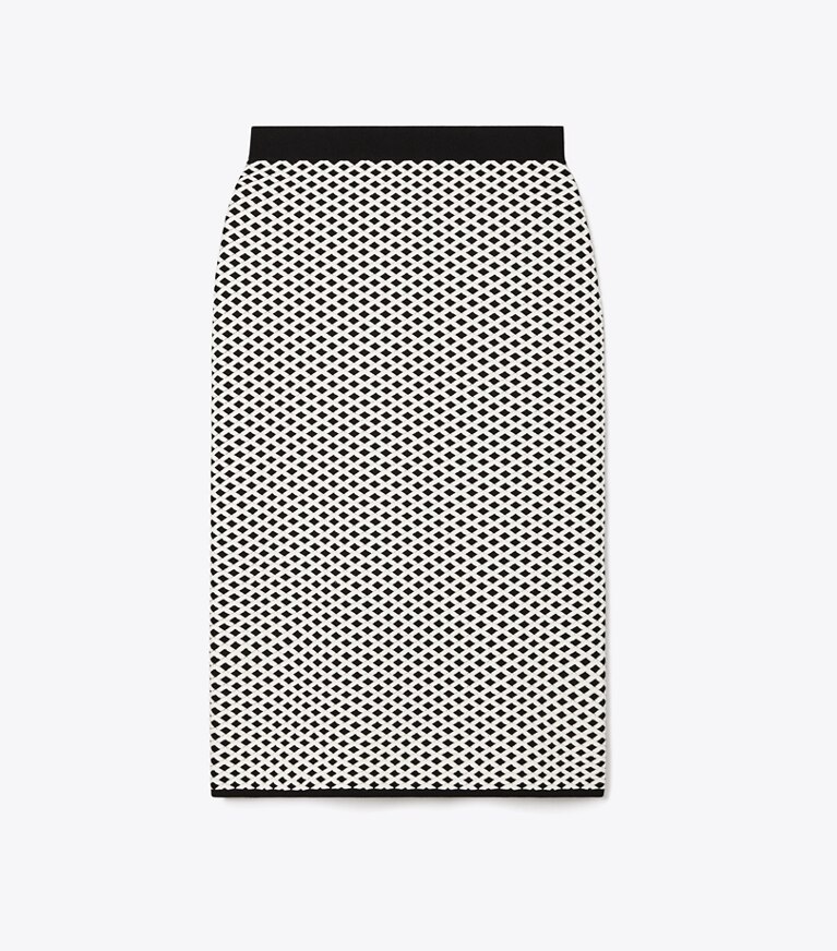 Tory Burch designer unterteile Jacquard-Rock in Black / New Ivory front