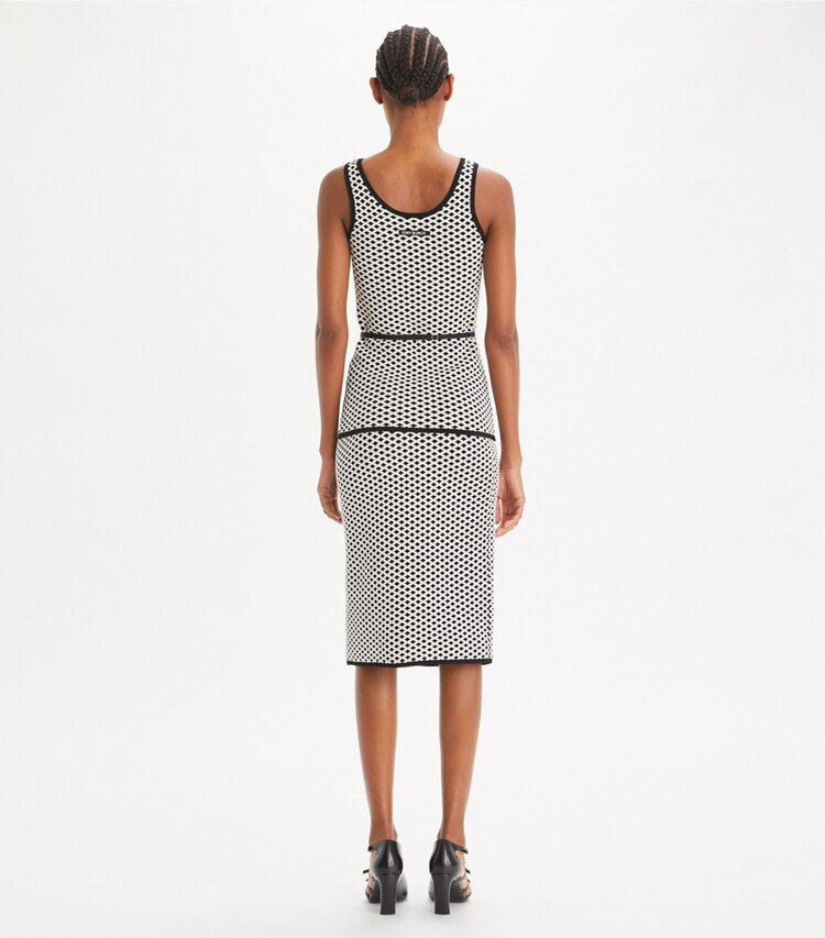 Tory Burch designer unterteile Jacquard-Rock in Black / New Ivory on model back