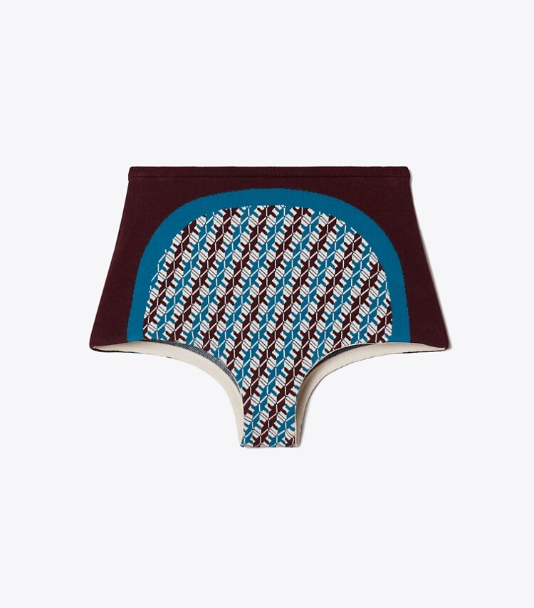 Tory Sport designer bottoms Jacquard Short in Aqua Blue Linked Geo 3 Color front