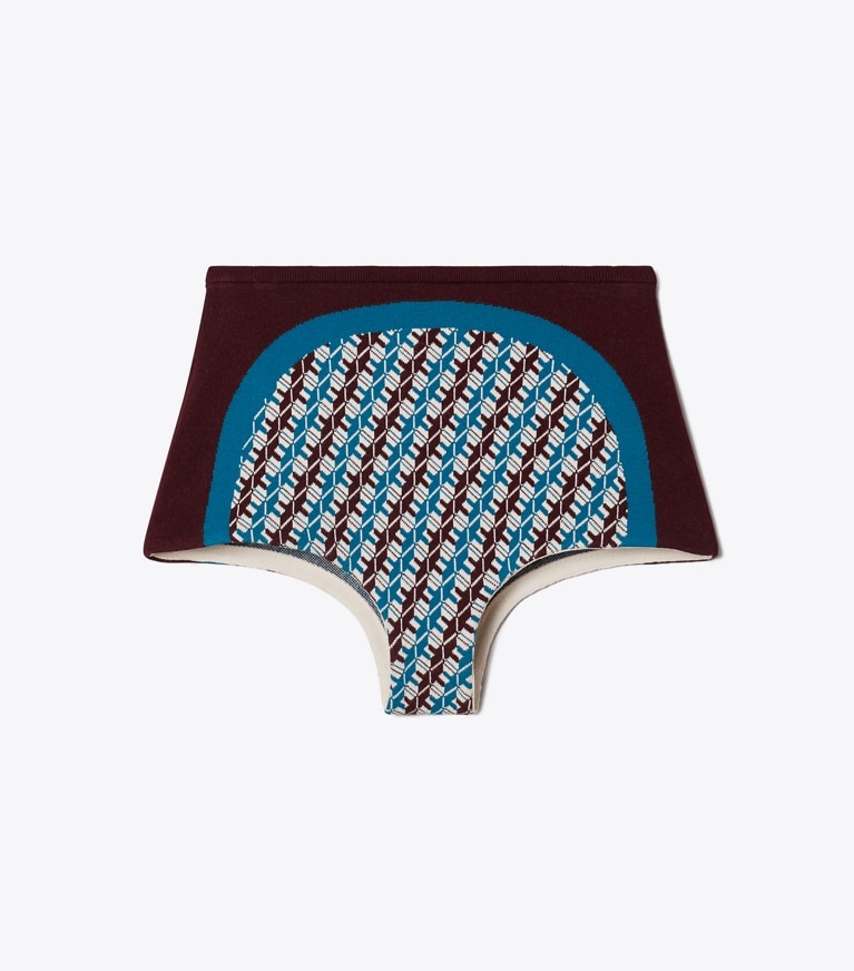 Tory Sport designer bottoms Jacquard Short in Aqua Blue Linked Geo 3 Color front