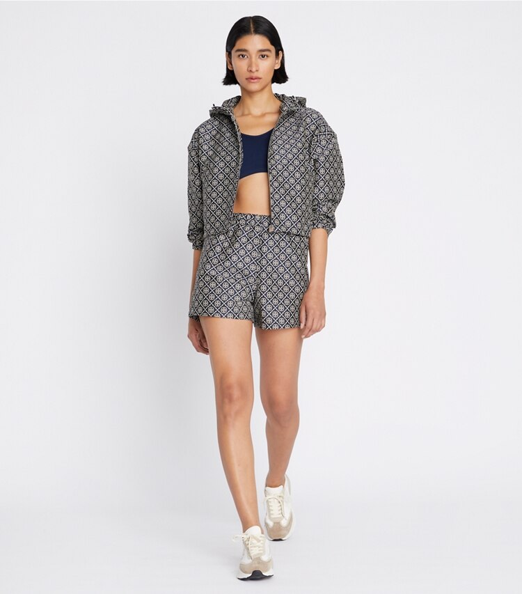 Tory Sport designer unterteile Jacquard-Shorts mit T-Monogramm in TORY NAVY T MONOGRAM modell von vorn