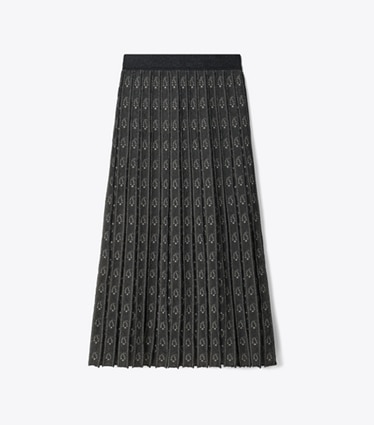 Tory Burch designer ボトムス ジャガード スカート in Metallic Navy / Champagne front