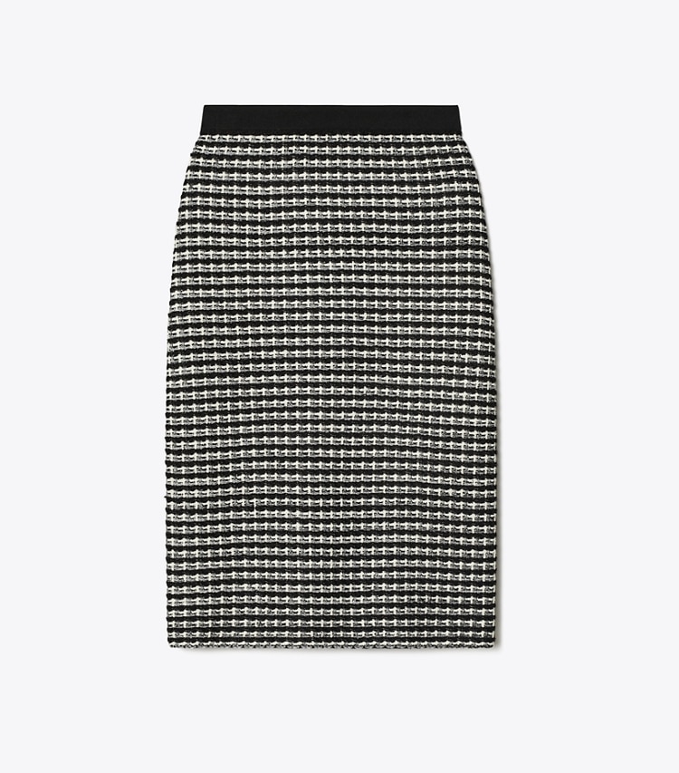 Tory Burch designer bottoms Jacquard Sweater Skirt in Black / Green front