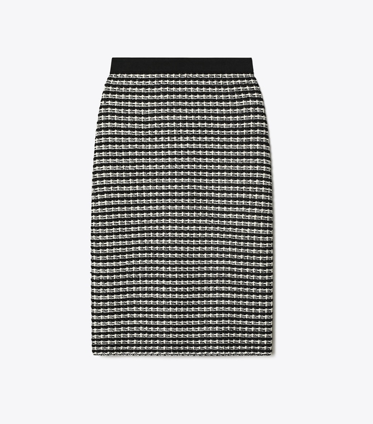 Tory Burch designer bottoms Jacquard Sweater Skirt in Black / Green front