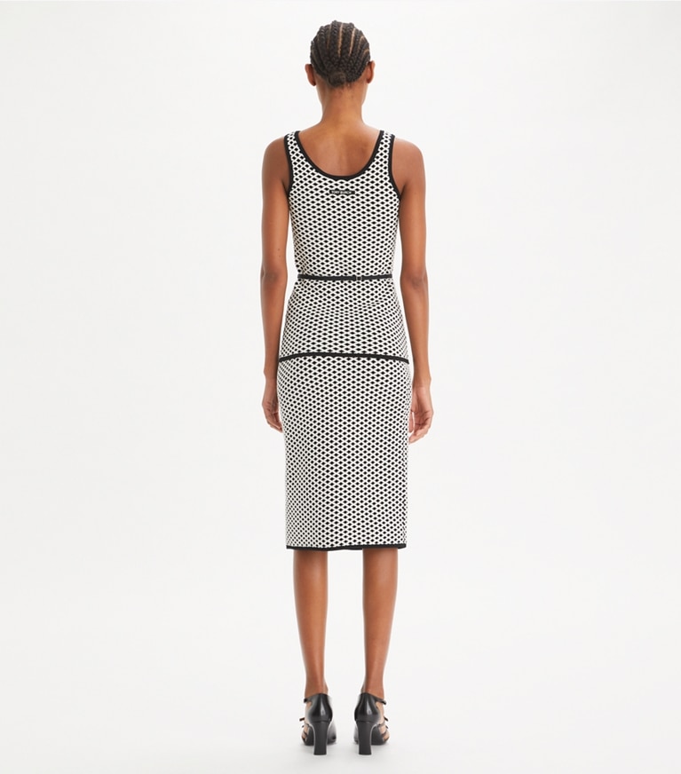 Tory Burch designer tops Jacquard Tank Top in Black / New Ivory front