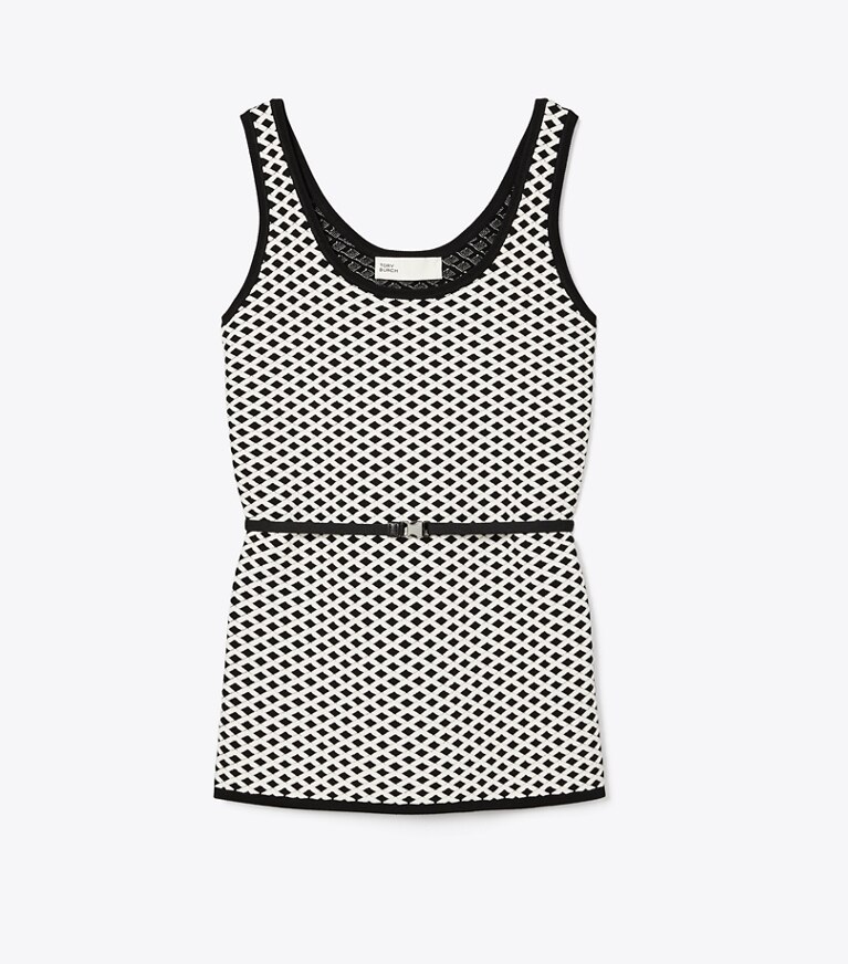 Tory Burch designer oberteile Jacquard-Tanktop in Black / New Ivory front