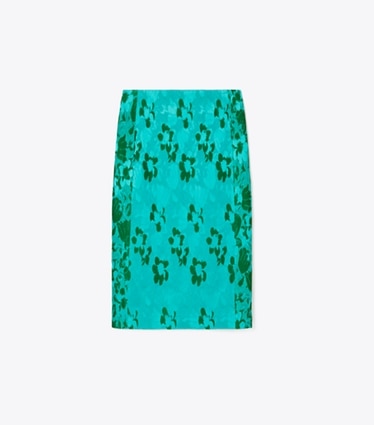 Tory Burch designer bottoms Jacquard Viscose Skirt in Emerald front