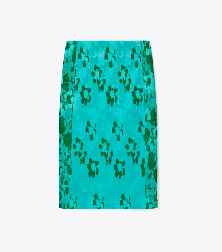 Tory Burch designer bottoms Jacquard Viscose Skirt in Emerald front
