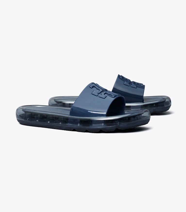 Tory Burch diseñador sandalias Jalea de burbujas en Navy / Navy ángulo
