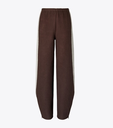 Tory Burch designer bottoms Japanese Jersey Sweatpant in Mocha / Ivory front