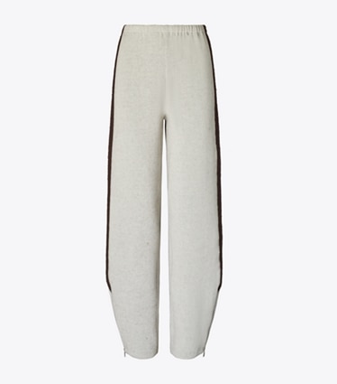 Tory Burch designer bottoms Japanese Jersey Sweatpant in Ivory / Mocha front