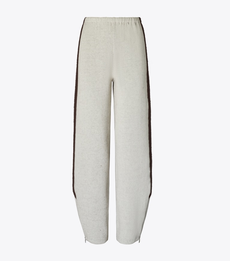 Tory Burch designer bottoms Japanese Jersey Sweatpant in Ivory / Mocha front