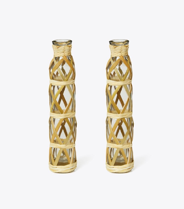 Tory Burch diseñador decoración Jarrón trenzado, set de 2 en Natural (1) frente