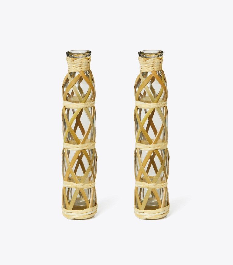 Tory Burch diseñador decoración Jarrón trenzado, set de 2 en Natural (1) frente