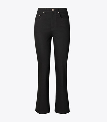 Tory Burch designer bas Jean évasé coupe 7/8 dans Black de face