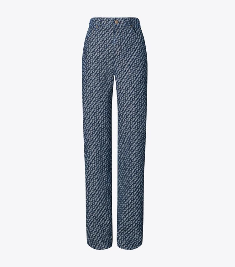 Tory Burch designer bas Jean coupe droite dans T Link Stone Wash de face