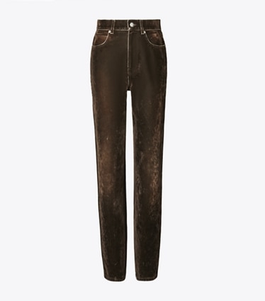 Tory Burch designer bas Jean droit in Jasper Brown front
