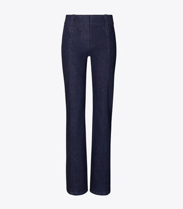Tory Burch diseñador prendas inferiores Jeans ajustados en Rinse Wash frontal