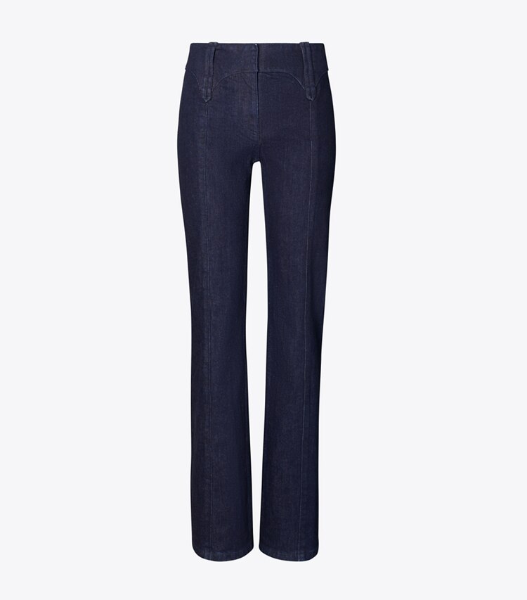 Tory Burch diseñador prendas inferiores Jeans ajustados en Rinse Wash frontal