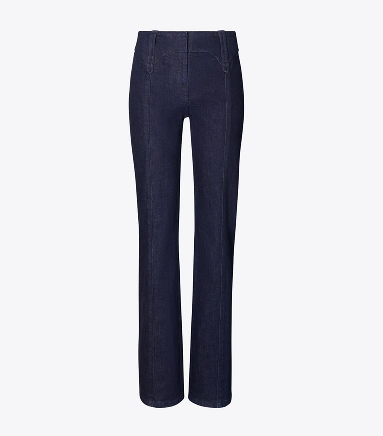 Tory Burch diseñador prendas inferiores Jeans ajustados en Rinse Wash frontal
