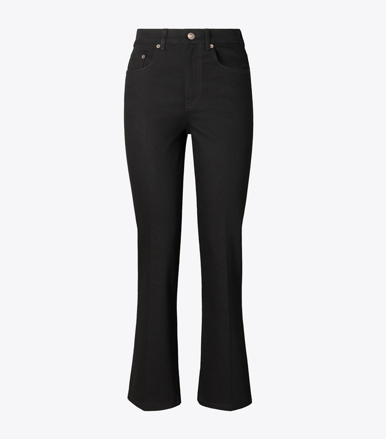 Tory Burch designer pantaloni Jeans corti svasati in Black front