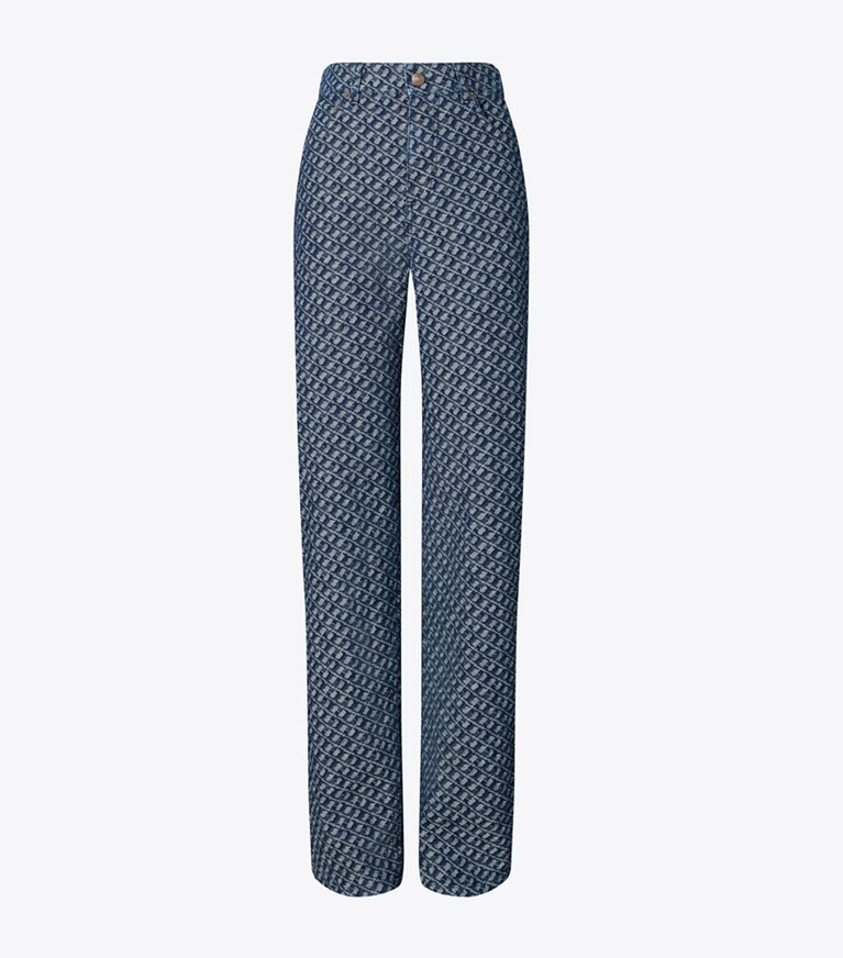 Tory Burch diseñador prendas inferiores Jeans de pierna recta en T Link Stone Wash frente