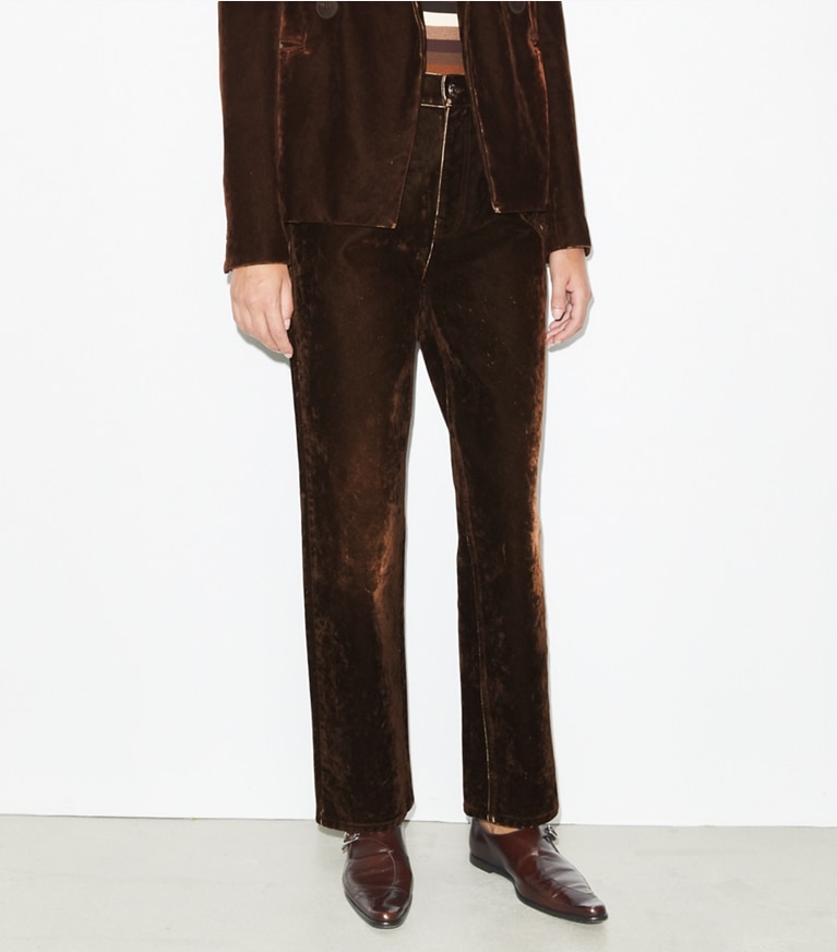 Tory Burch designer unterteile Jeans mit geradem Beinschnitt in Jasper Brown front