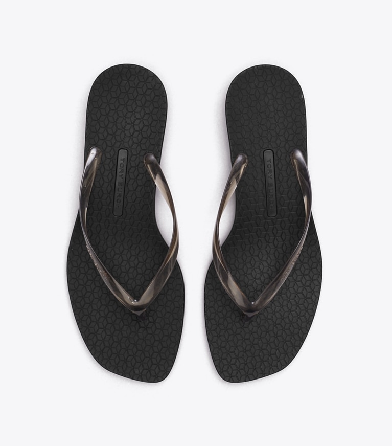 Tory Burch designer sandalen Jelly Flipflop mit Absatz in BLACK / BLACK von oben