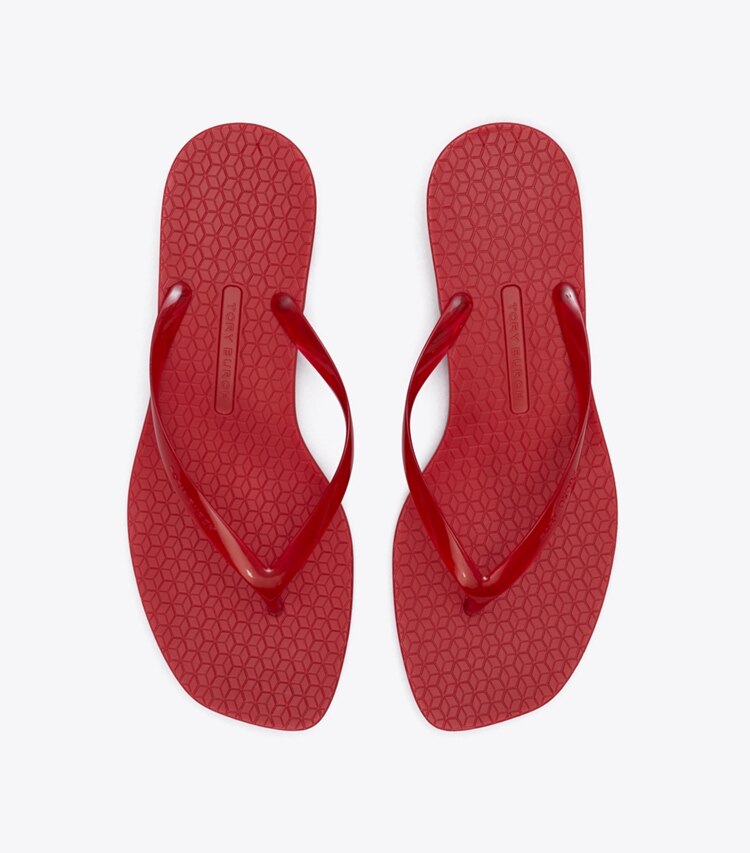 Tory Burch designer sandalen Jelly Flipflop mit Absatz in TOUCAN RED / TOUCAN RED von oben