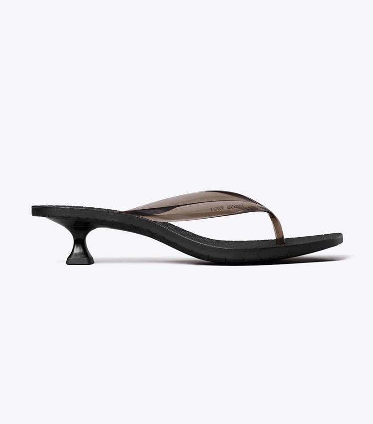Tory Burch designer sandalen Jelly Flipflop mit Absatz in BLACK / BLACK side