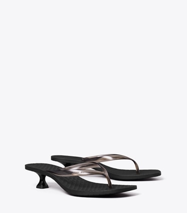Tory Burch designer sandals Jelly Heel Flip-Flop in BLACK / BLACK angle