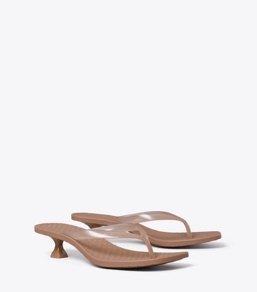 Tory Burch designer sandals Jelly Heel Flip-Flop in LIGHT COCOA / LIGHT COCOA angle