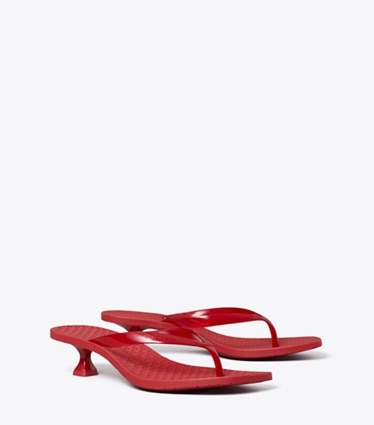 Tory Burch designer sandals Jelly Heel Flip-Flop in TOUCAN RED / TOUCAN RED angle