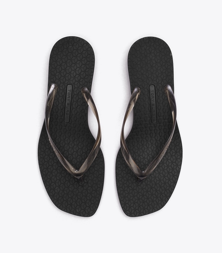 Tory Burch designer sandals Jelly Heel Flip-Flop in BLACK / BLACK overhead