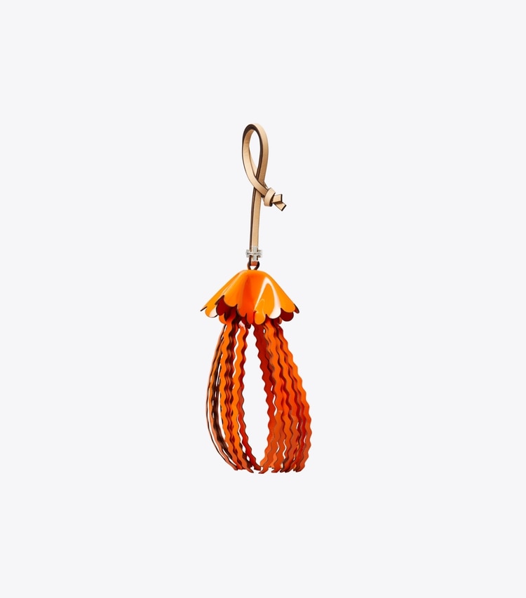 Tory Burch designer bag charms & key rings Jellyfish Bag Charm in Mandarin front