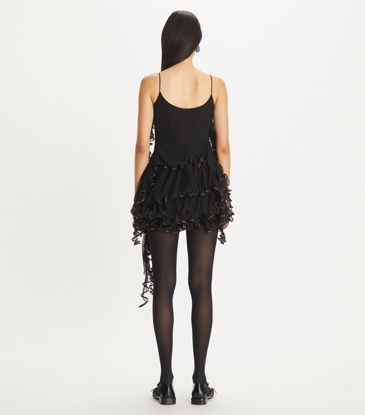 Tory Burch designer dresses Jellyfish Jersey Dress in Black on model back