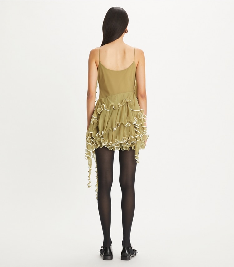 Tory Burch designer ドレス ジェリーフィッシュ ジャージー ドレス in Moss Mesh on model back
