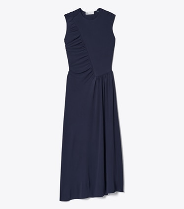 Tory Burch designer dresses Jersey Crepe Dress in Medium Navy front