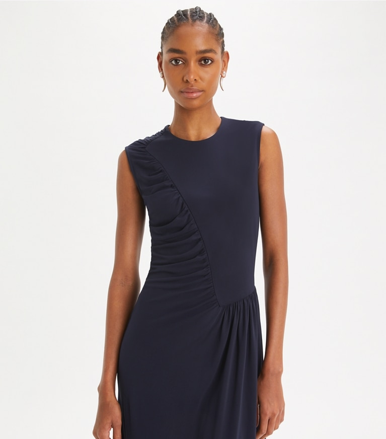 Tory Burch designer dresses Jersey Crepe Dress in Medium Navy front