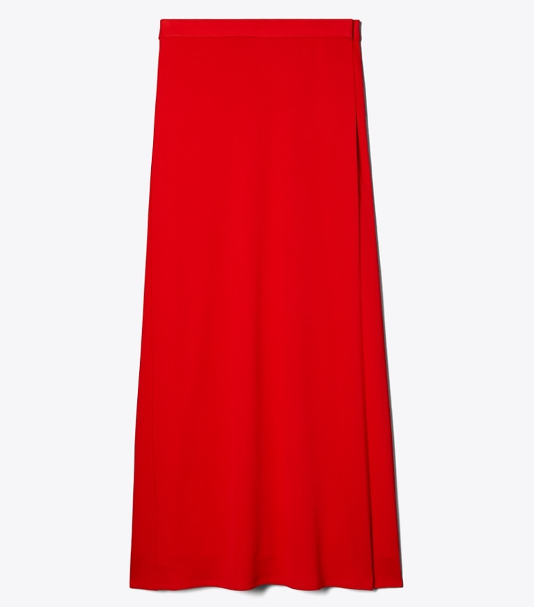 Tory Burch designer bottoms Jersey Crepe Wrap Skirt in Vivid Red front